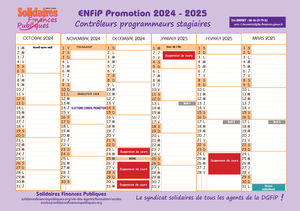 Calendrier Contrôleurs programmeurs stagiaires